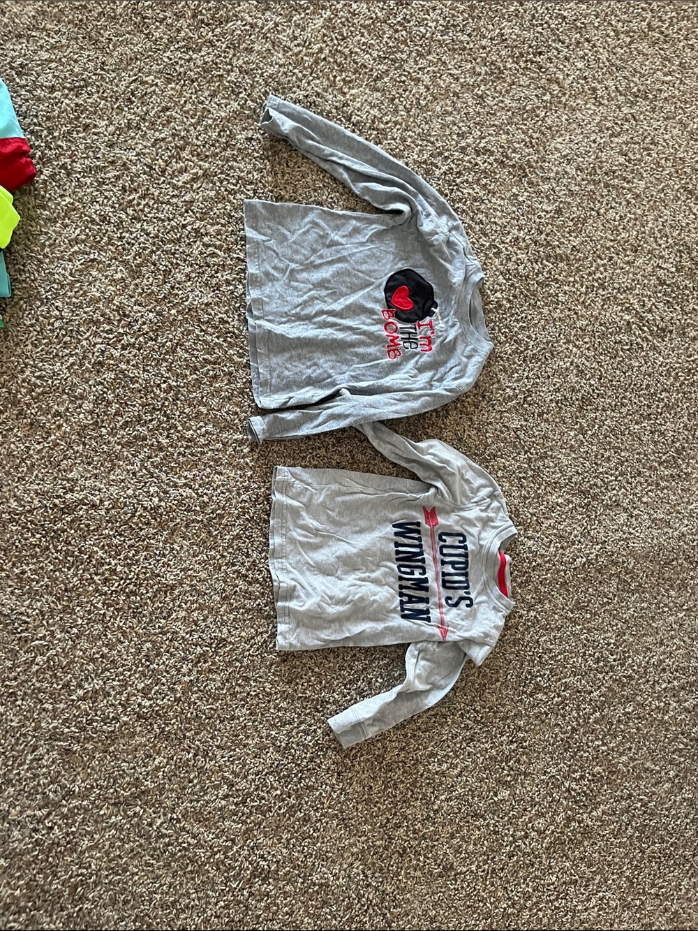 Kids Long Sleeve Grey Graphic Tee - Pack of 2 Valentines Day 4t